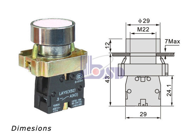  LAY5 (XB2) - botón plano del color rojo BA42 en la vuelta de la primavera para el panel de control